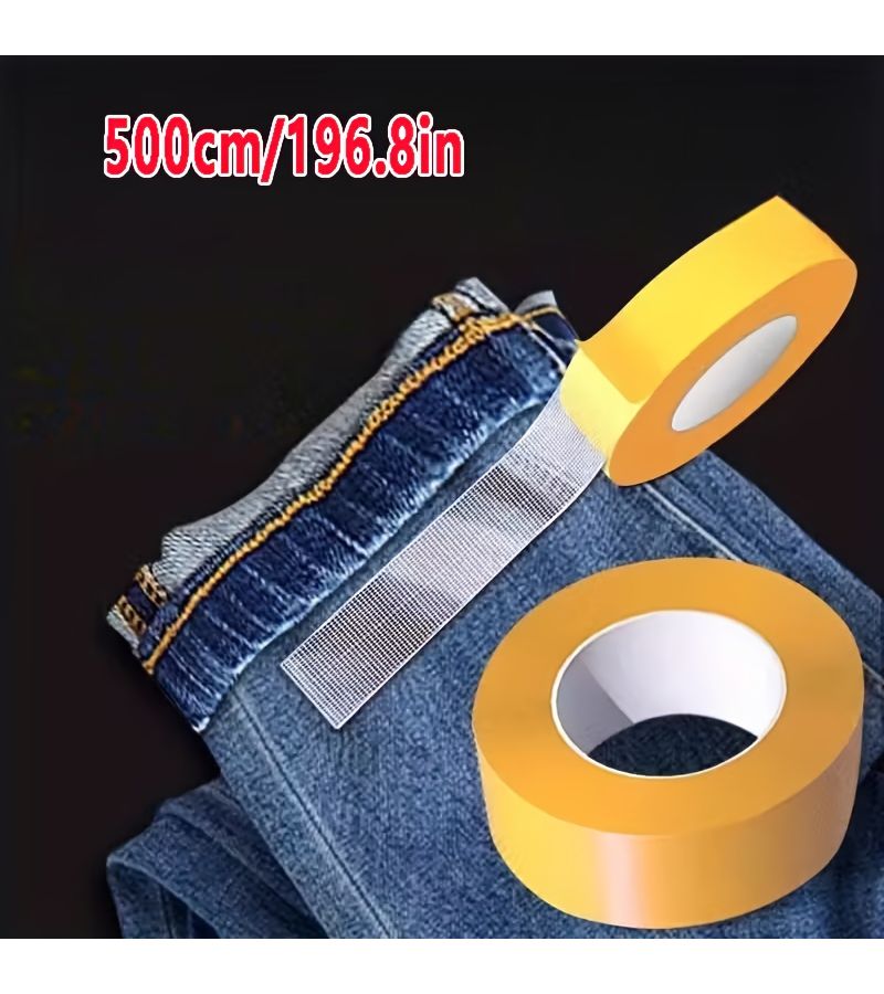4 Rolls 196.85 Inch Self Adhesive No Sew Garment Edge Tape Invisible Fabric Repair Tape Removable Pants Masking Tape - Image 3