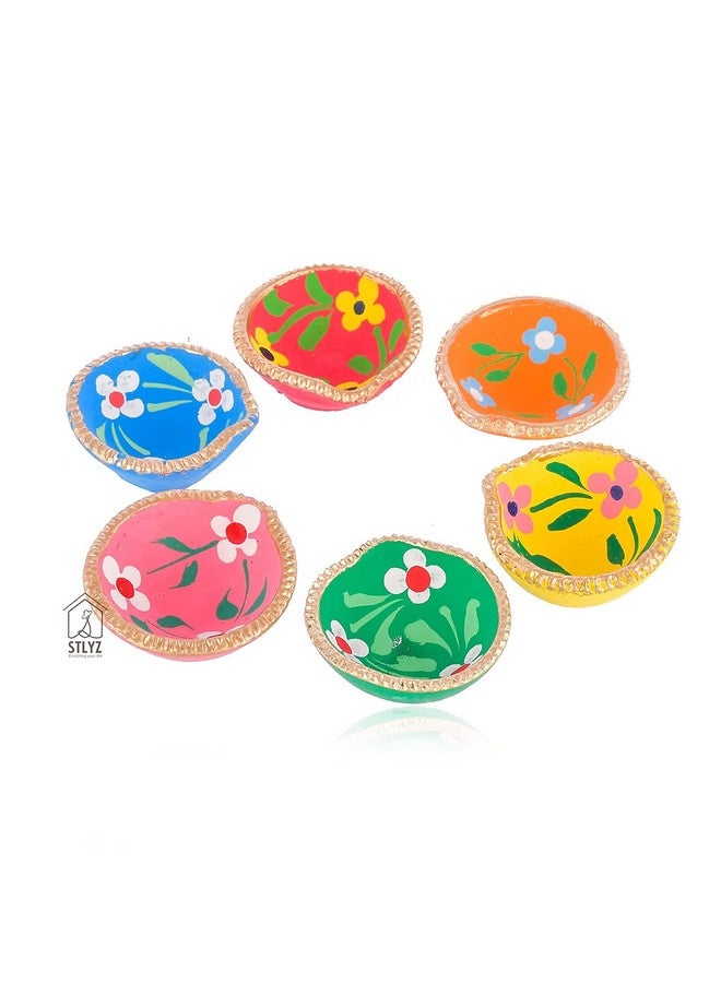 STLYZ Colourful Handmade Diyas for Diwali (101 Pcs) Hand Painted Decorative Clay Mitti Diya Deepak Lanterns for Diwali Decoration - Image 4