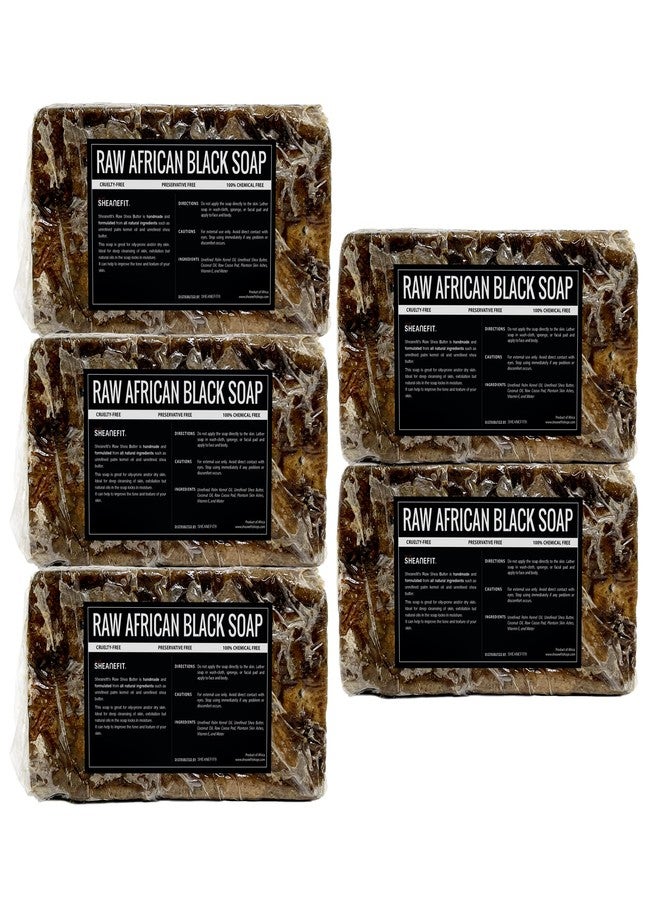 Sheanefit Raw African Black Soap Bar - For All Skin Types - Face, Body, Hair Soap Bulk Bars (15 Ounce (Pack of 5)) - Image 1
