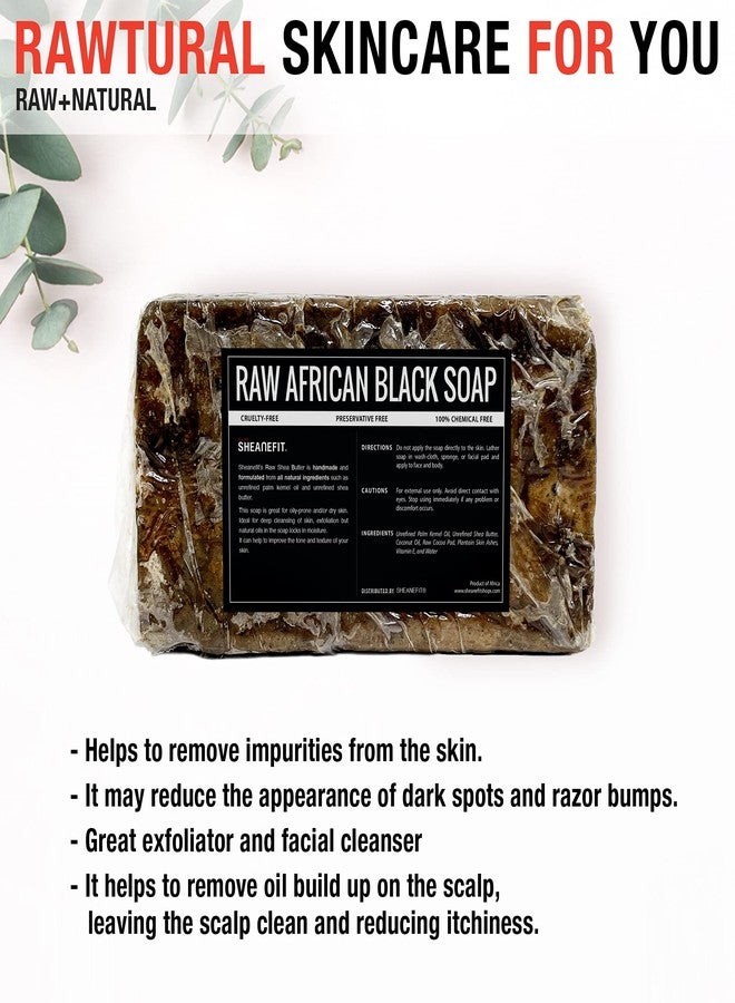 Sheanefit Raw African Black Soap Bar - For All Skin Types - Face, Body, Hair Soap Bulk Bars (15 Ounce (Pack of 5)) - Image 3