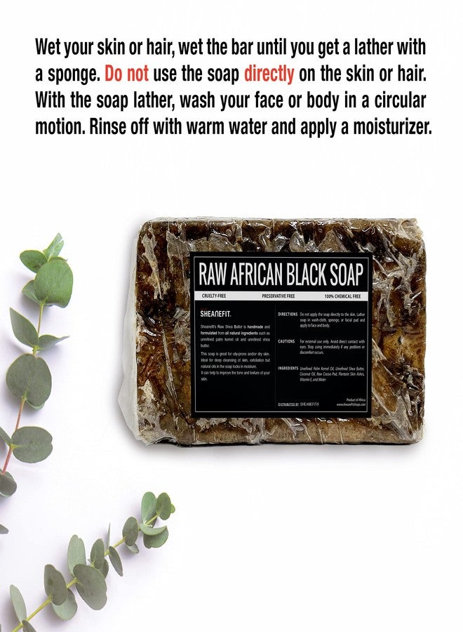 Sheanefit Raw African Black Soap Bar - For All Skin Types - Face, Body, Hair Soap Bulk Bars (15 Ounce (Pack of 5)) - Image 2