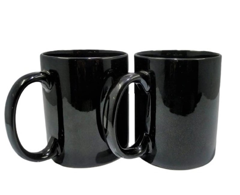 KITTENS Large 300 ml All Black Coffee Mugs Set of 2 - Image 1