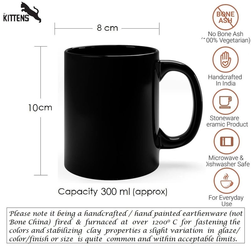 KITTENS Large 300 ml All Black Coffee Mugs Set of 2 - Image 5