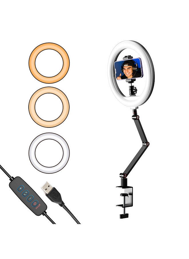 APEXEL APEXEL Desktop 10 Inch LED Ring Light USB Video Light Photography Fill Light 2700K-5500K 10-Level Brightness  - Image 1