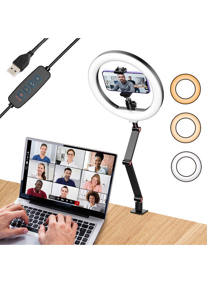 APEXEL APEXEL Desktop 10 Inch LED Ring Light USB Video Light Photography Fill Light 2700K-5500K 10-Level Brightness  - Image 5
