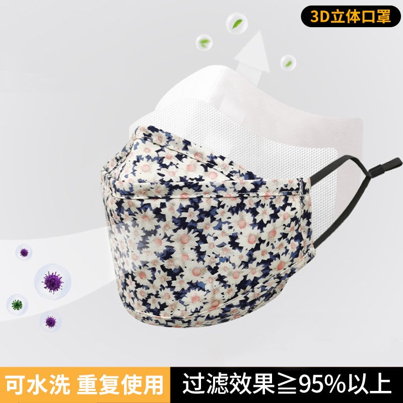 Children's Cloth Mask Fish-Shaped Mouthpiece Dustproof Willow Leaf-Shaped 3D Stereo Printed Windproof and Cold-Proof Warm Mask - Image 1