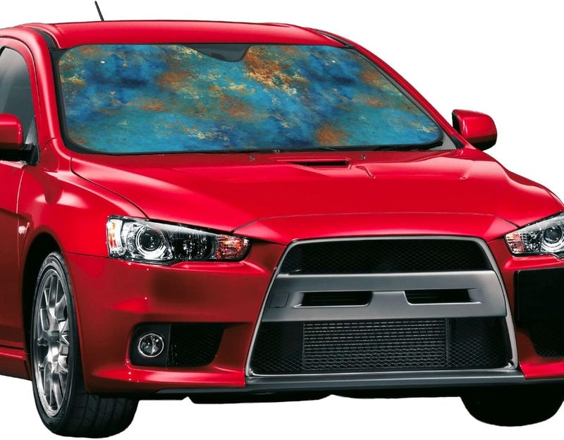 Distressed Patina Copper Turquoise Grunge Car Windshield Sun Shade, Keeps Interior Cool, Foldable Sun Visor Protector, Fits Cars Trucks SUVs Small - Image 2