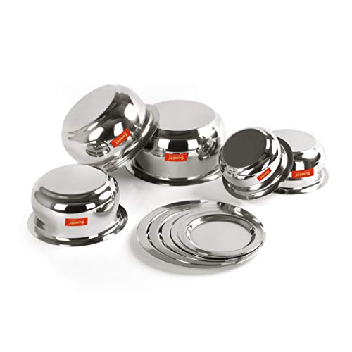 Sumeet Stainless Steel Belly Shape 5 Pc Tope/Cookware/Pot Set with Lid 380ML, 500ML, 780ML, 1.1Ltr, 1.4Ltr, (Silver) - Image 5