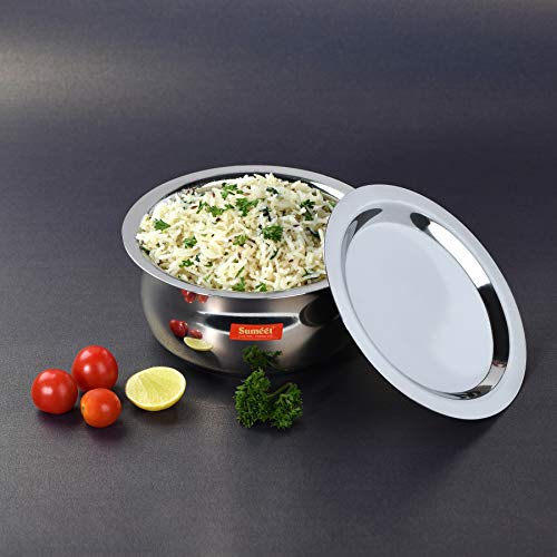 Sumeet Stainless Steel Belly Shape 5 Pc Tope/Cookware/Pot Set with Lid 380ML, 500ML, 780ML, 1.1Ltr, 1.4Ltr, (Silver) - Image 2