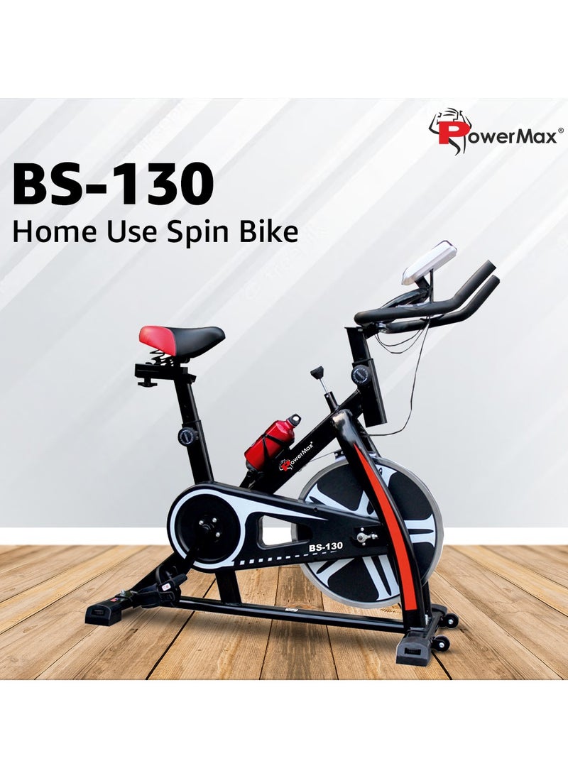 PowerMax Fitness - BS-130 Home Use Group Bike/Spin, LCD Display, Friction Braking System, 8KG Flywheel weight, Max User Weight 130KG - Image 1