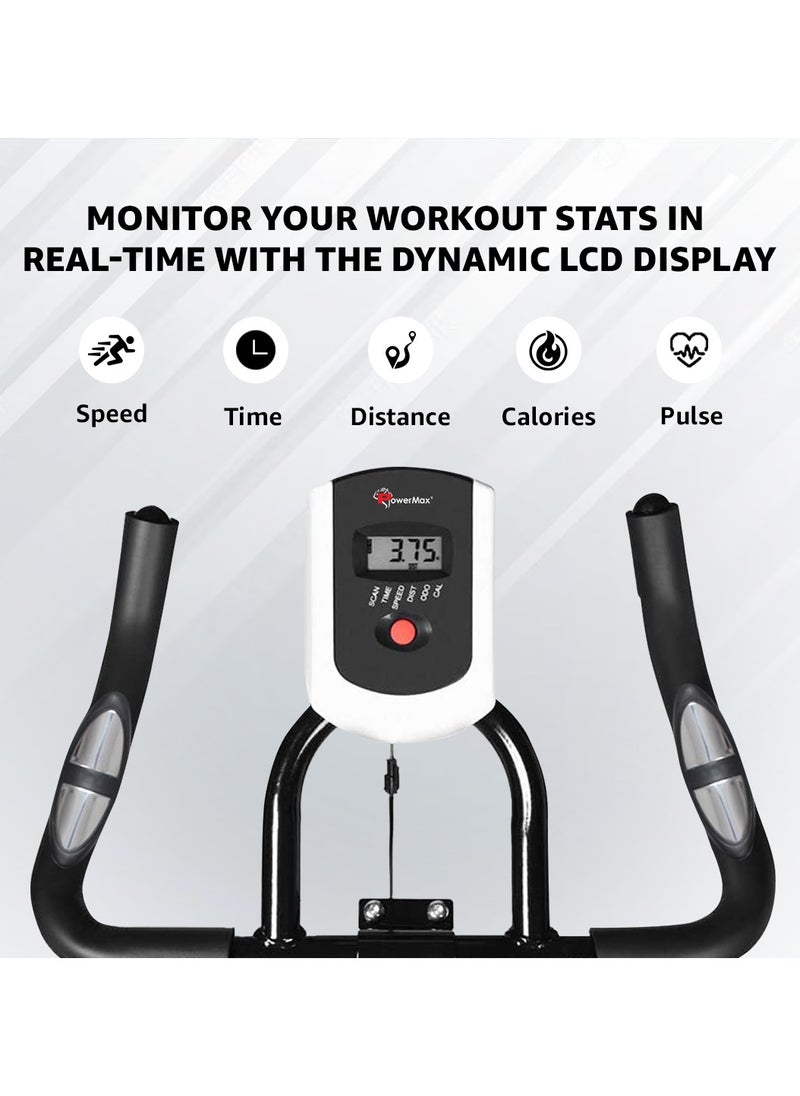 PowerMax Fitness - BS-130 Home Use Group Bike/Spin, LCD Display, Friction Braking System, 8KG Flywheel weight, Max User Weight 130KG - Image 1