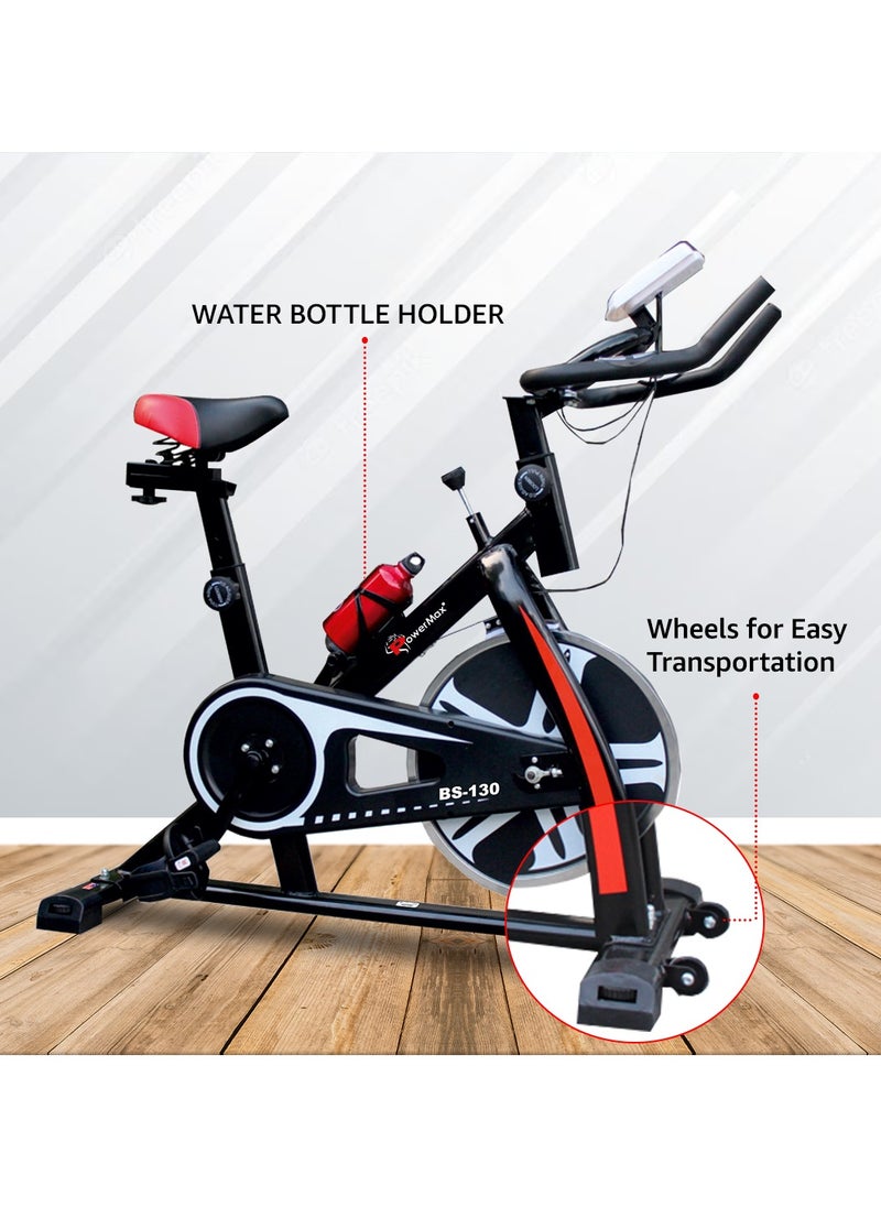 PowerMax Fitness - BS-130 Home Use Group Bike/Spin, LCD Display, Friction Braking System, 8KG Flywheel weight, Max User Weight 130KG - Image 1