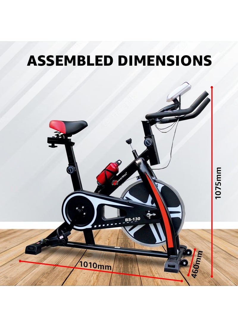 PowerMax Fitness - BS-130 Home Use Group Bike/Spin, LCD Display, Friction Braking System, 8KG Flywheel weight, Max User Weight 130KG - Image 1