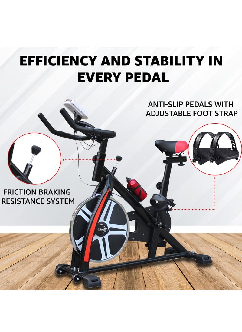 PowerMax Fitness - BS-130 Home Use Group Bike/Spin, LCD Display, Friction Braking System, 8KG Flywheel weight, Max User Weight 130KG - Image 1