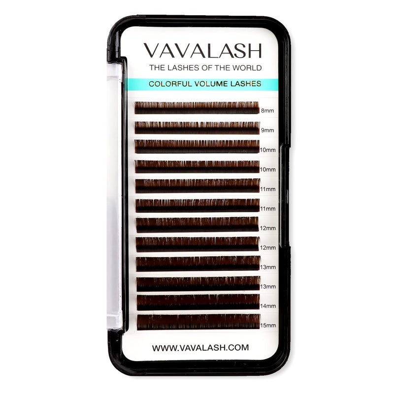 VAVALASH Colored Lash Extensions 007mm C Curl Brown Individual Volume Lashes Extensions 815 Mix Length Color Eyelash Extensions for Salon Brown 007C 815mm