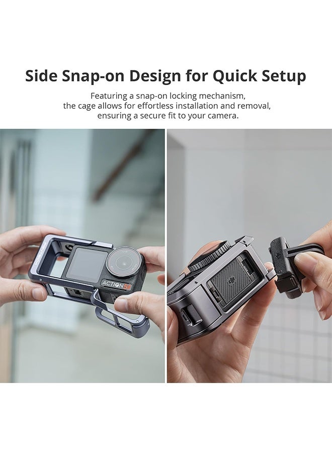 بجي تك قفص كاميرا PGYTECH لـ DJI OSMO Action 5 Pro مصنوع من سبائك الألومنيوم وإطار حماية للتدوين بالفيديو مع موصل مغناطيسي سريع الفك، وفتحة سن 1/4 بوصة، وحذاء بارد لملحقات الإضاءة/الميكروفون - Image 2