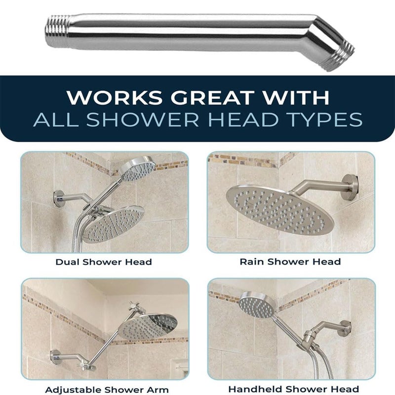 MLD 7 Inches Shower Arm Flange Teflon Tape Shower Head Extension Extender Pipe Arm WallMounted For Fixed Bathroom Shower Head SARM10107inchSteel Pack of 1 - Image 3