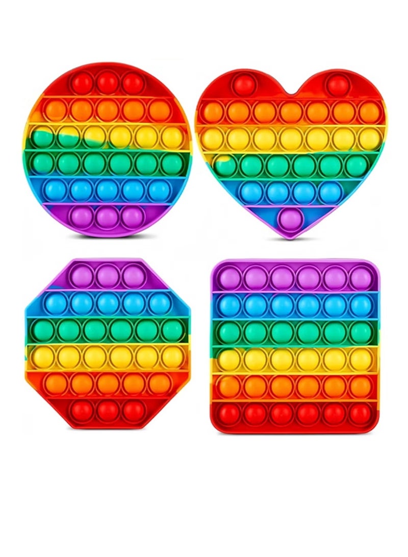4 Pack Bubble Pop It Fidget Toy Set, Sensory Game for Kids and Adults, Suitable for Autism and Special Needs Stress Relief with 4 Shapes Heart, Circle, Octagon and Square (Random Color) - Image 1