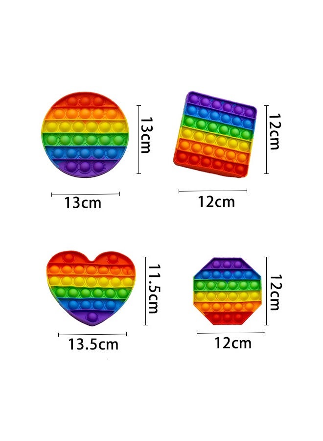 4 Pack Bubble Pop It Fidget Toy Set, Sensory Game for Kids and Adults, Suitable for Autism and Special Needs Stress Relief with 4 Shapes Heart, Circle, Octagon and Square (Random Color) - Image 2