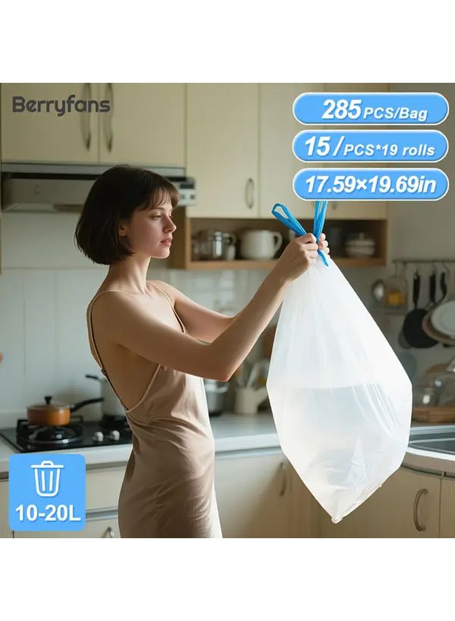 أكياس قمامة سميكة كبيرة بسحب رباط 135 قطعة 9 لفات بولي إيثيلين منخفض الكثافة متينة - Image 5