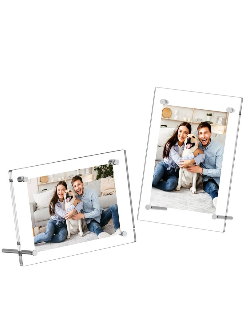 SYOSI Acrylic Photo Frame with Stand 10*15CM Desktop Clear Acrylic Photo Frame Lossless Clarity Decorative Poster Frame Tabletop Display Desktop Frameless Postcard Display (1 Pack) - Image 1