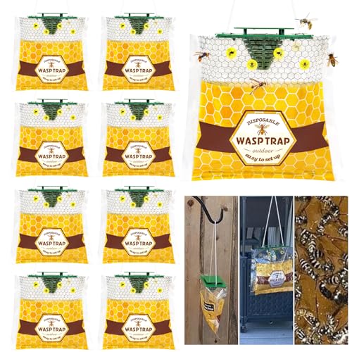 Stingmon 8 Pack Disposable Wasp Traps Outdoor Hanging Carpenter Bee Traps for Outside Yellow Jackets Trap Hornet Trap Wasp Catcher Bug Flies Garden - Image 1
