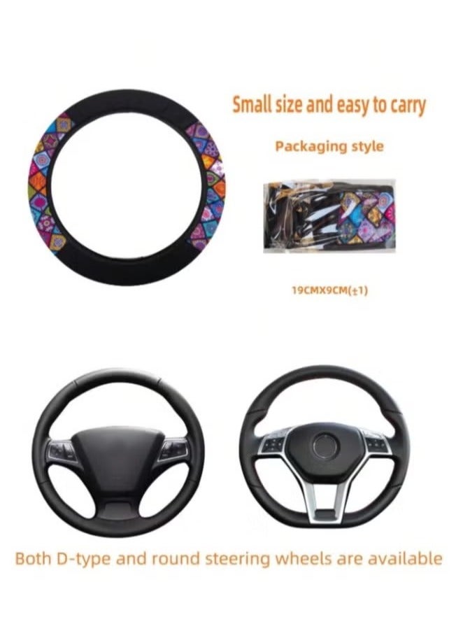 Generic Car Decoration – 3-Piece Car Accessories Set with a Beautiful Bohemian Print, Including 1 Steering Wheel Cover, 1 Handbrake Cover, and 1 Gear Shift Cover for Interior Protection & Styling - Image 4