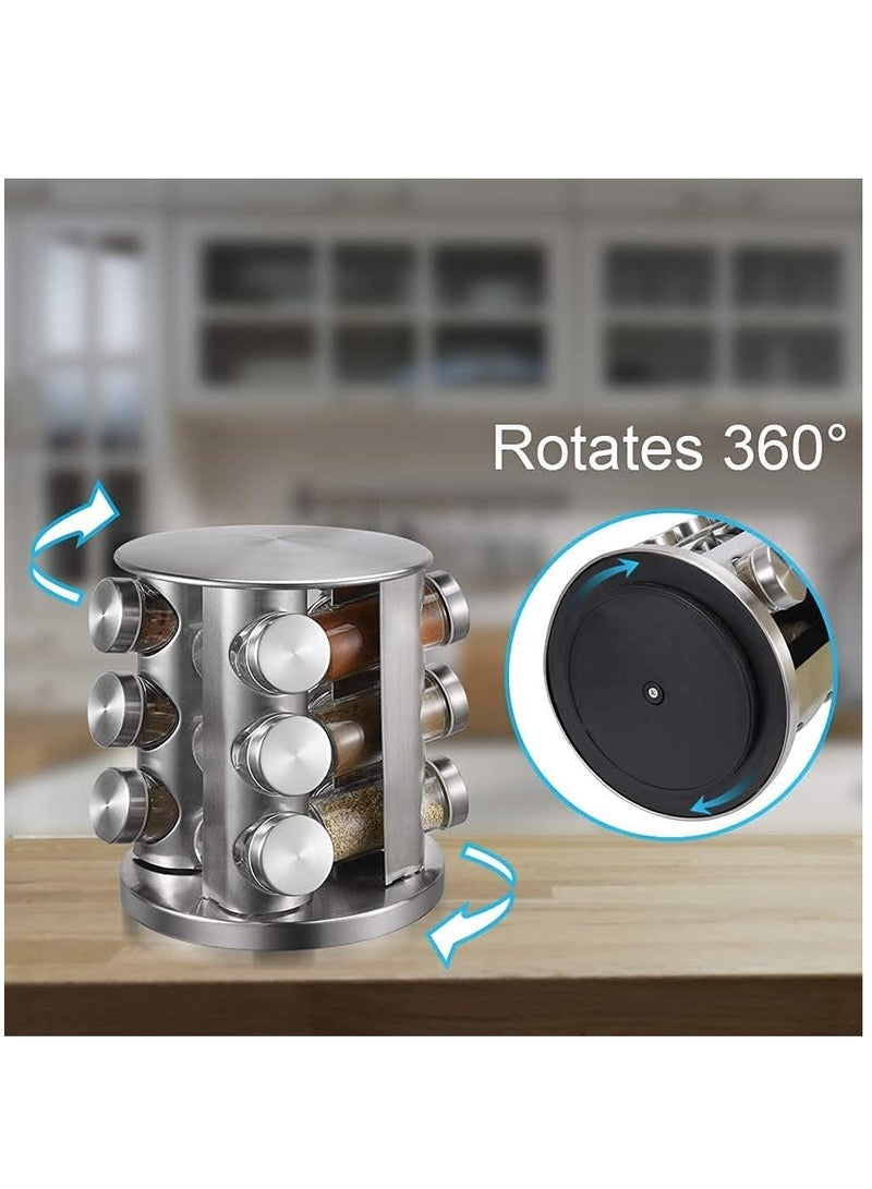 ELTRAZONE 12-Glass Bottle Deluxe Spice Rack Spice Carousel Spice Organizer Seasoning Organizer Seasoning Rack Seasoning Carousel - Image 5