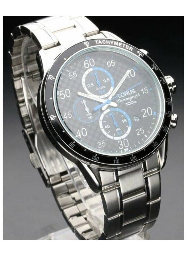 لوراس Rm333Ex9 ساعة رياضية كوارتز مقاومة للماء حتى عمق 100 متر كرونوغراف مقياس سرعة الدوران من الفولاذ المقاوم للصدأ بلمسة زرقاء وفضية وسوداء - Image 3