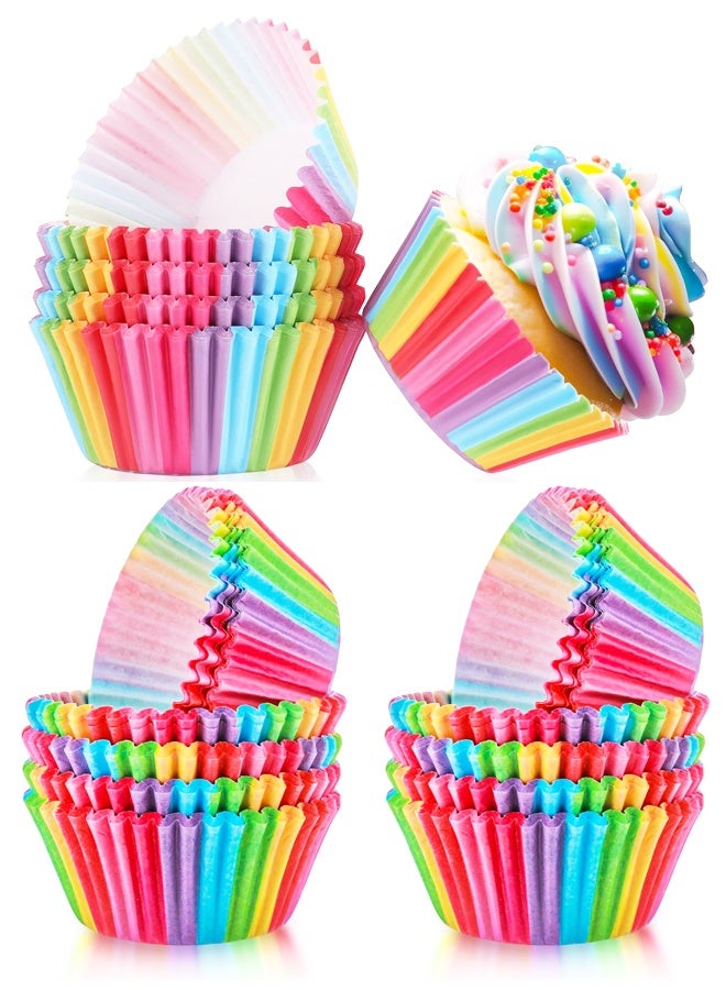 100PCS كعكة كوب قوس قزح الورق الداخلي، حفل مع كوب الخبز لمرة واحدة الزيت - Image 1