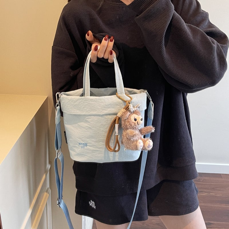 Casual Nylon Cloth Bag For Women Korean Style Fashion Lightweight Handbag Versatile One-Shoulder Cross-Body Bucket Bag - Image 1