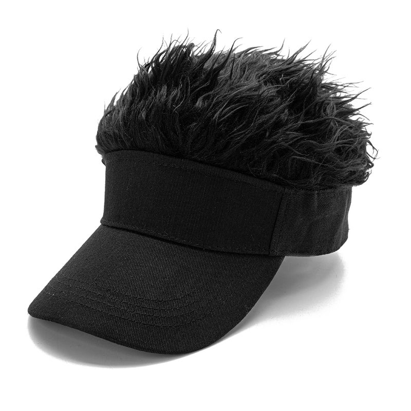 Wig Baseball Cap Funny Wig SunVisor Hat Short Fake Hair Cap for Men Adults Bald People - Image 1