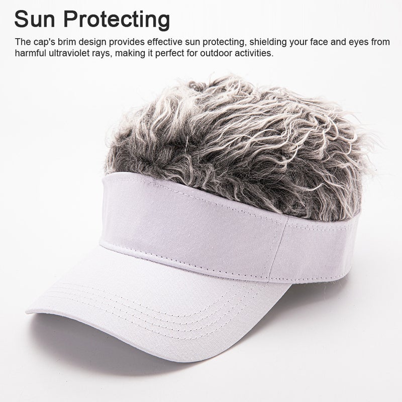 Wig Baseball Cap Funny Wig SunVisor Hat Short Fake Hair Cap for Men Adults Bald People - Image 3