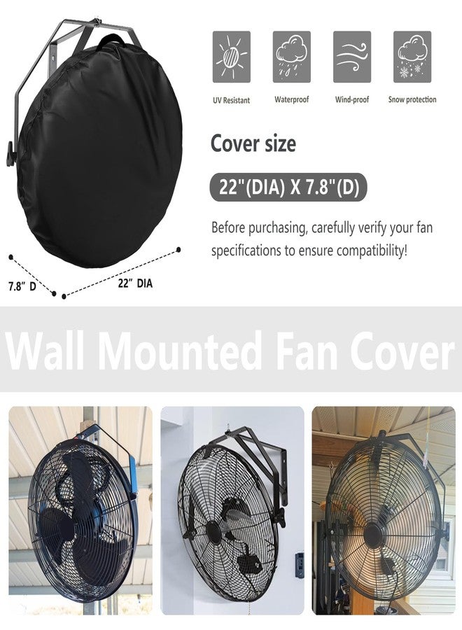 Bitubi Wall Mount Fan Cover for 18-20 Inch Fans - Compatible with High Velocity Industrial/Floor Fans, Heavy Duty 600D Oxford Dustproof Protective Cover (Black) - Image 2