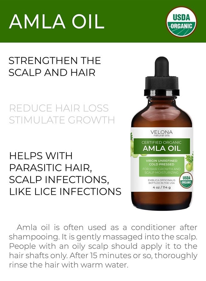 velona Amla Oil USDA Certified Organic - 4 oz (With Dropper) | 100% Pure and Natural Carrier Oil | Extra Virgin, Unrefined, Cold Pressed - Image 2