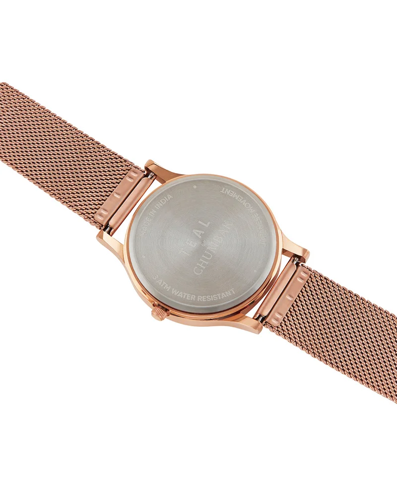Chumbak  Teal by Chumbak Chevron Watch,Stainless Steel Mesh Strap for Women | Best Price UAE