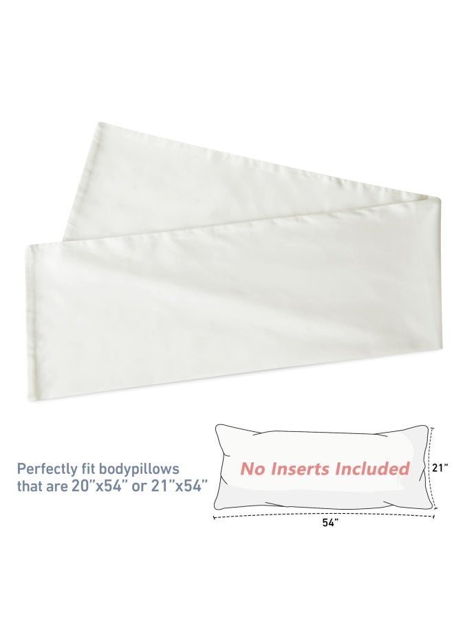 Leeden Cotton Body Pillow Cover  800 Thread Count  Ultra Soft And Breathable Body Pillowcase For Adults  Envelope Closure  21 X 54  Long Pillow Case  Cream  - Image 3
