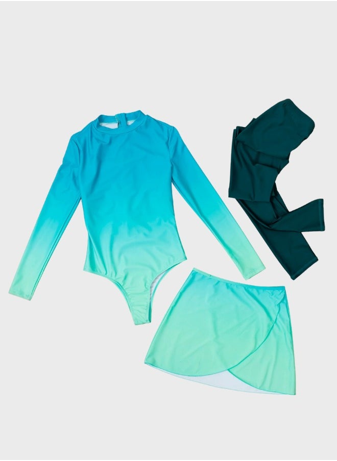 Fianser - Burkini Swimsuits Set 3-Piece Swimwear Full Cover Muslim Swim Skirt Long Sleeve Conservative Modest  Fashion Classic Islamic Sun Protection Diving Surfing Suit - Image 1