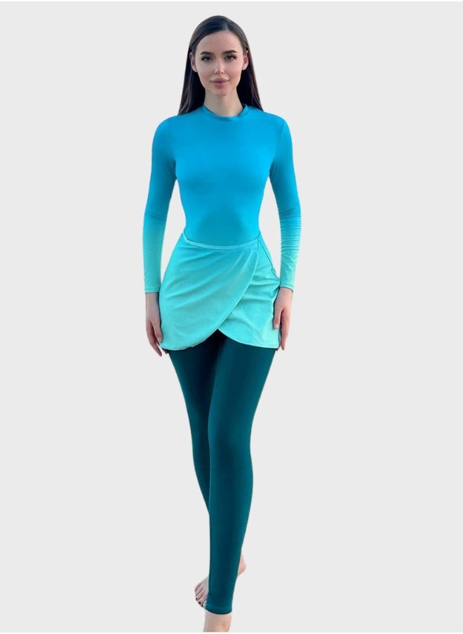 Fianser - Burkini Swimsuits Set 3-Piece Swimwear Full Cover Muslim Swim Skirt Long Sleeve Conservative Modest  Fashion Classic Islamic Sun Protection Diving Surfing Suit - Image 1