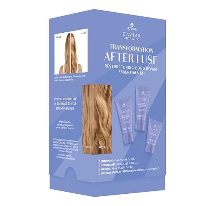 Alterna Haircare CAVIAR Anti-Aging Restructuring Bond Repair Travel Kit - Shampoo, Conditioner, Masque | Strengthens and Protects Damaged Hair - Image 1