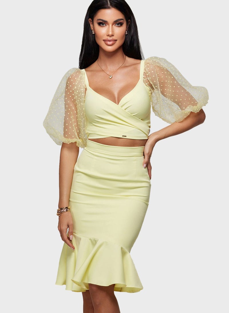 انيتاس طقم تنورة + بلوزة مزينة بدانتيل - Image 3