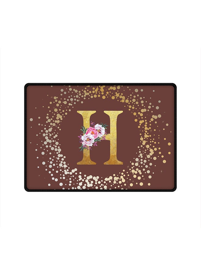 Stylizedd Designer Gaming Mouse Pad  Anti-Skid Mousepad Large Keyboard Mouse Pad Desk Mat Custom Monogram Initial Letter Floral Pattern Alphabet - H  (Brown)  - Image 1