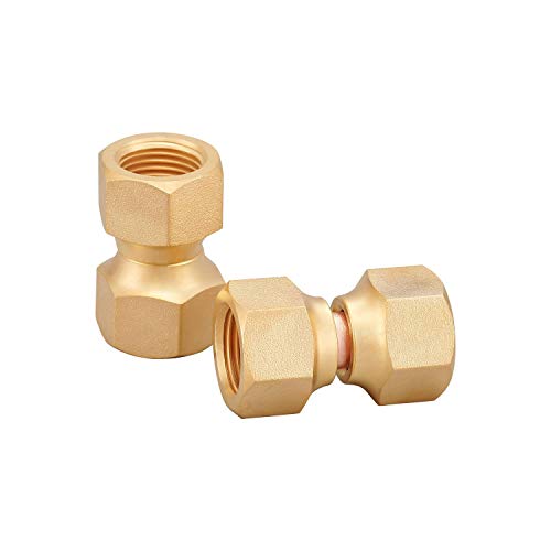 Minimprover 2 PCS Brass 3/8" Female Flare Swivel Adapter, Swivel Nut, Tube Fitting, Valve Connector - Image 1