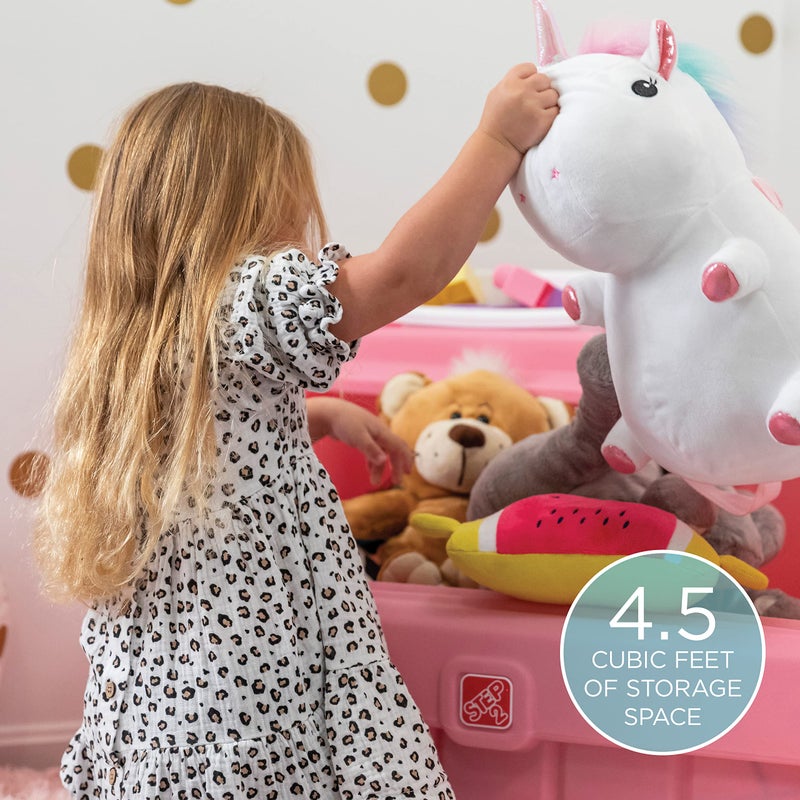 Step2 2-in-1 Toy Box & Art Lid, Kids Toy Storage Bin & Organizer, Easel & Chest in One, Made of Durable Plastic, For Toddlers 2+ Years Old, Pink - Image 3