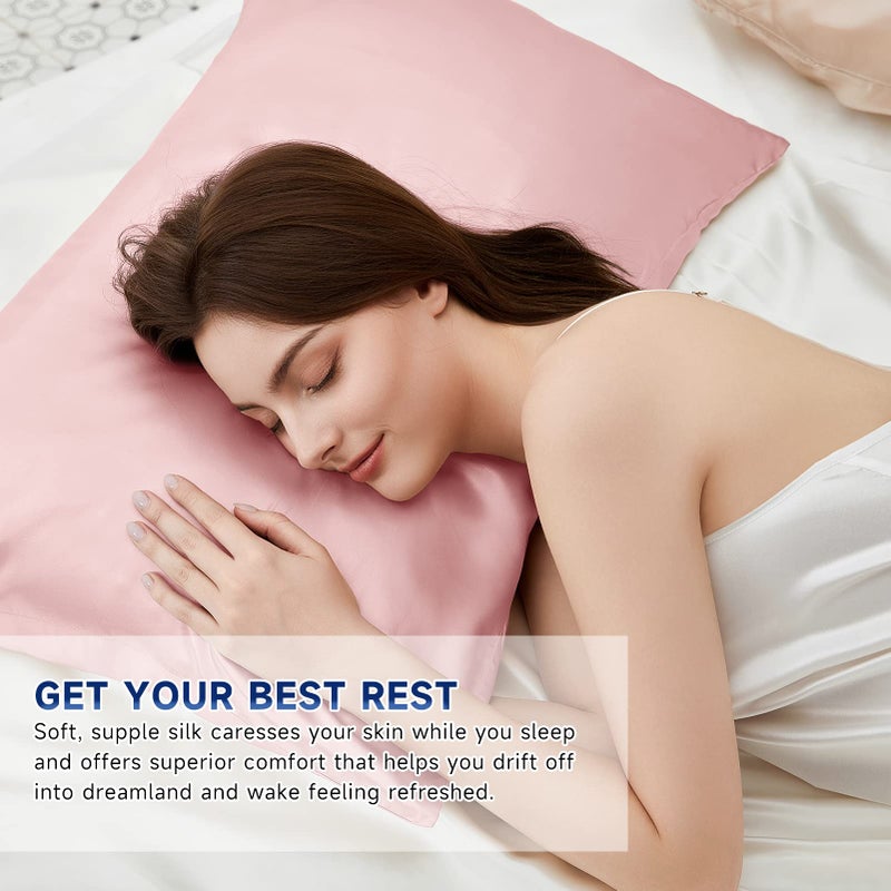 THXSILK 100% Mulberry Silk Zipper Pillow Case - Highest Grade 6A+ 100% Pure Mulberry Real Silk Pillowcase, 25 Momme Both Sides for Hair and Skin - Gift Box - 1PC (Light Pink, Queen Size 20"x30") - Image 4