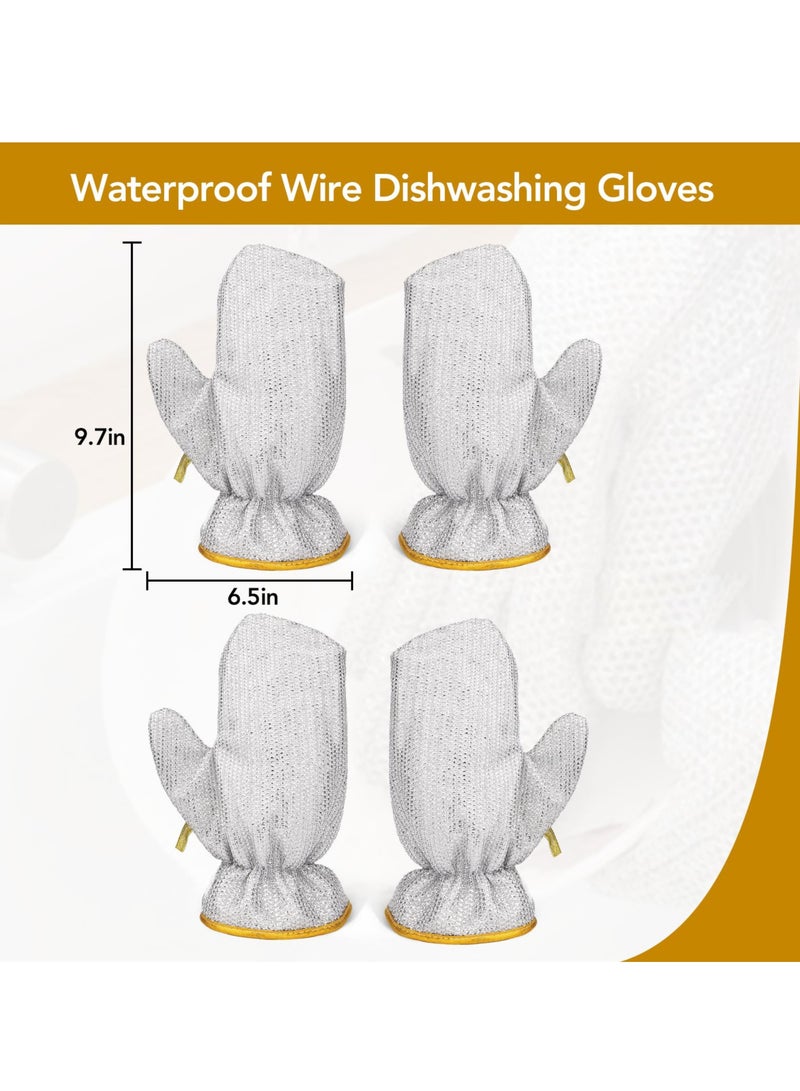 3 Pairs of Reusable Wire Dishwashing Gloves with Non-Scratch Cleaning Cloths, Perfect for Dishes, Kitchen Surfaces, Pots, and Pans - Image 5