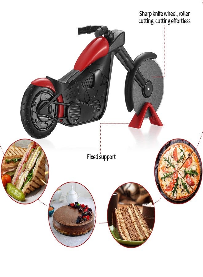 HexinYigjly Motorcycle pizza cutter, stainless steel pizza cutter two wheels, novelty motorcycle-shaped pizza wheel cutting slicer with non-stick coating, suitable for kitchen gadgets accessories (motorcycle) - Image 3