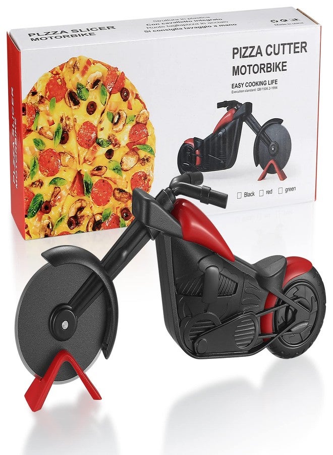 HexinYigjly Motorcycle pizza cutter, stainless steel pizza cutter two wheels, novelty motorcycle-shaped pizza wheel cutting slicer with non-stick coating, suitable for kitchen gadgets accessories (motorcycle) - Image 1