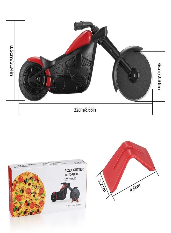 HexinYigjly Motorcycle pizza cutter, stainless steel pizza cutter two wheels, novelty motorcycle-shaped pizza wheel cutting slicer with non-stick coating, suitable for kitchen gadgets accessories (motorcycle) - Image 2