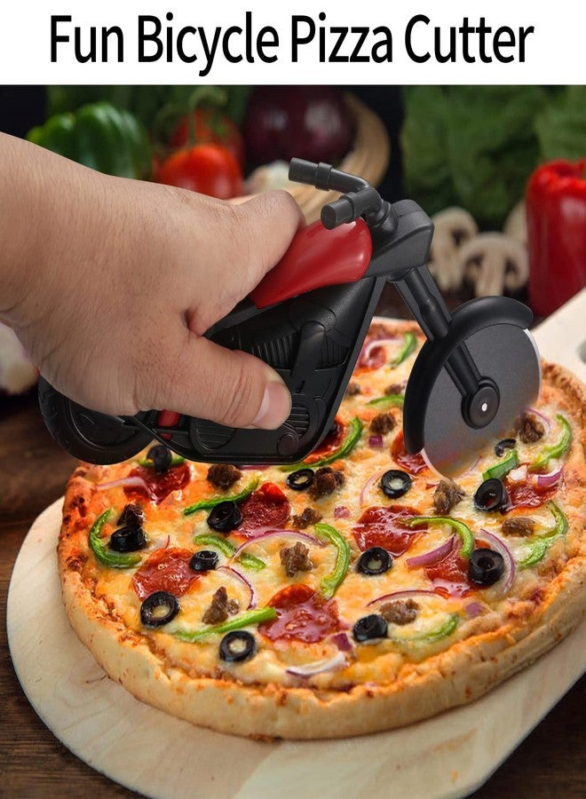 HexinYigjly Motorcycle pizza cutter, stainless steel pizza cutter two wheels, novelty motorcycle-shaped pizza wheel cutting slicer with non-stick coating, suitable for kitchen gadgets accessories (motorcycle) - Image 4